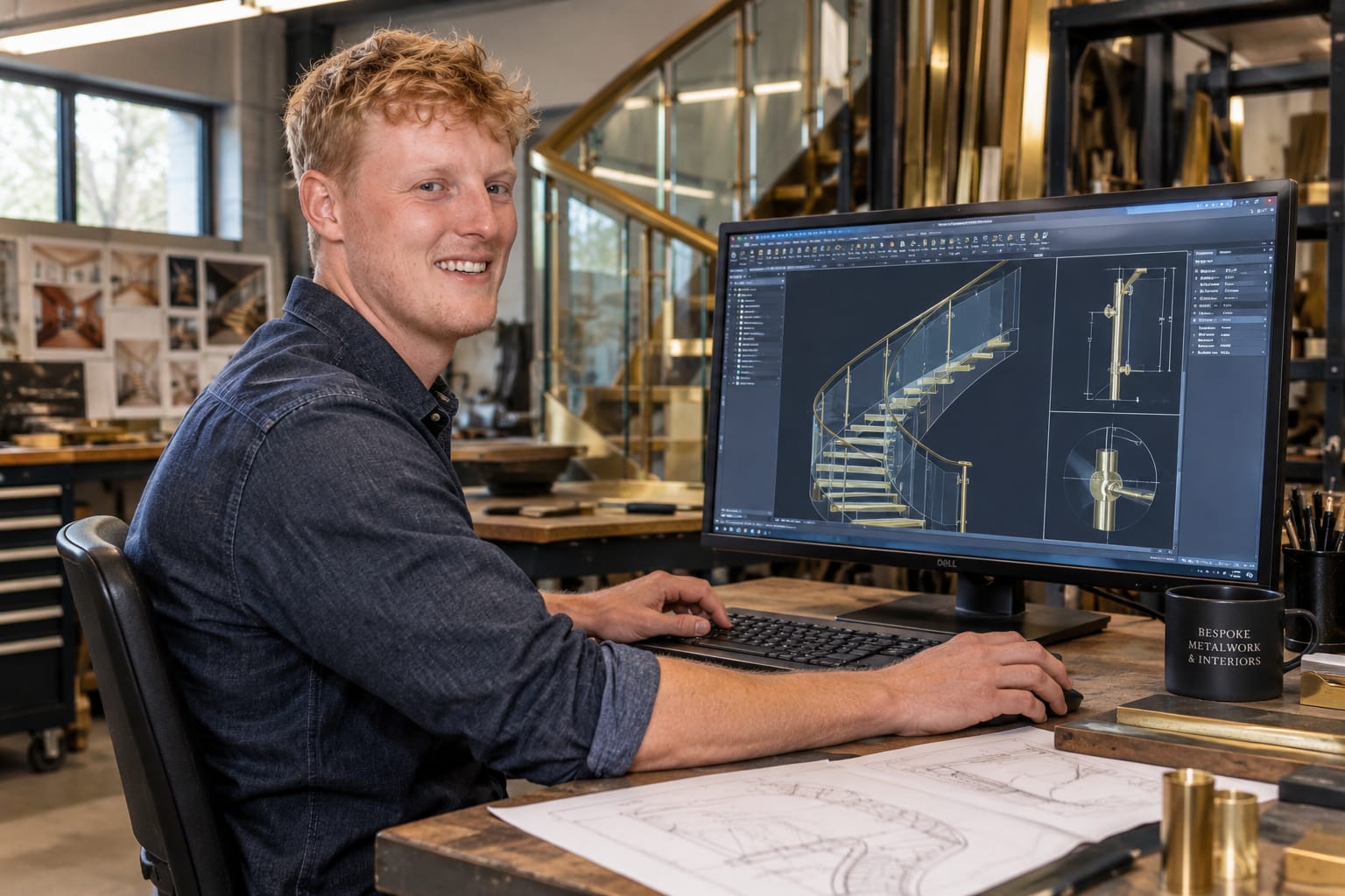 Mechanical engineer working on a CAD design