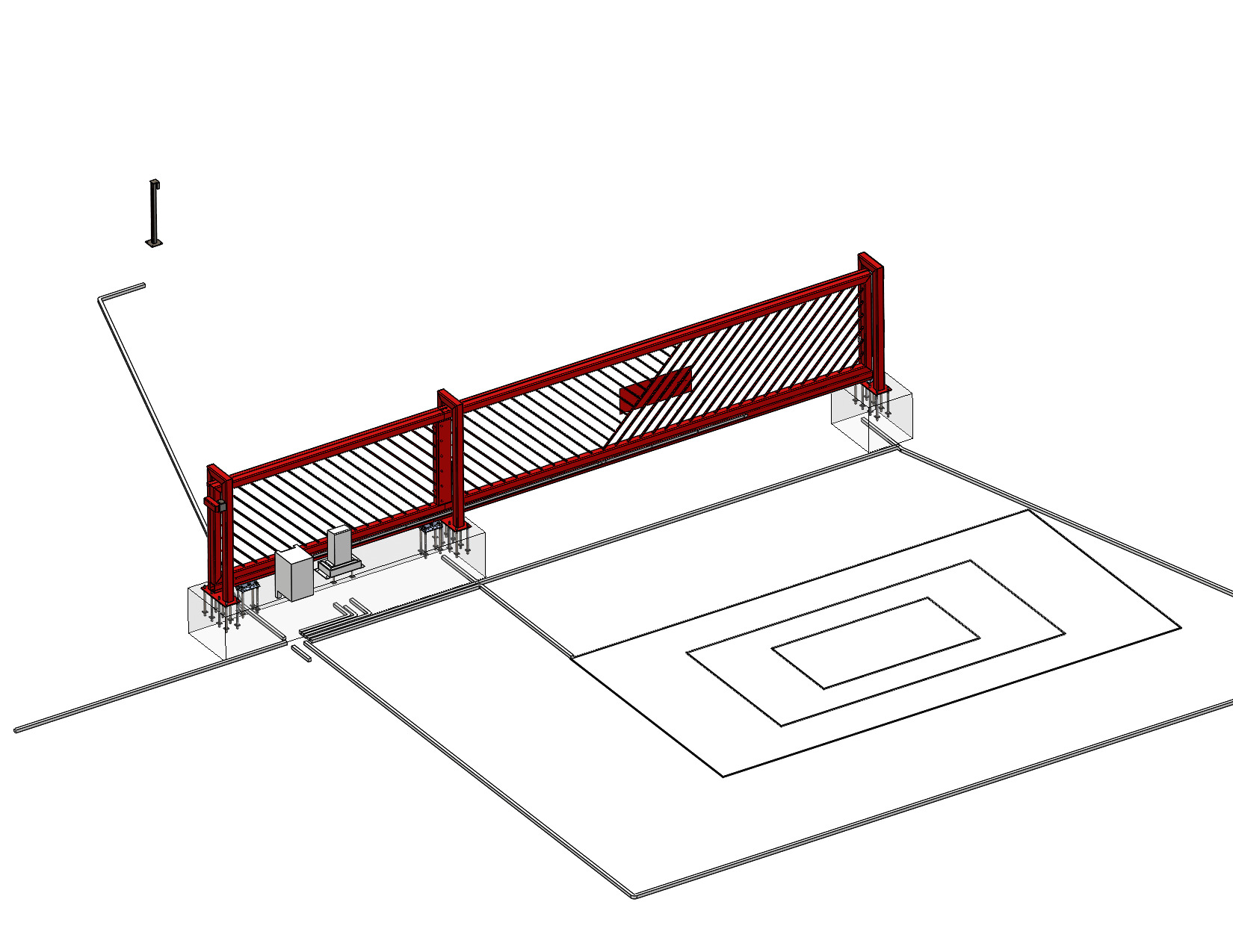 ANPR-activated automatic cantilever gate - CAD drawing 1