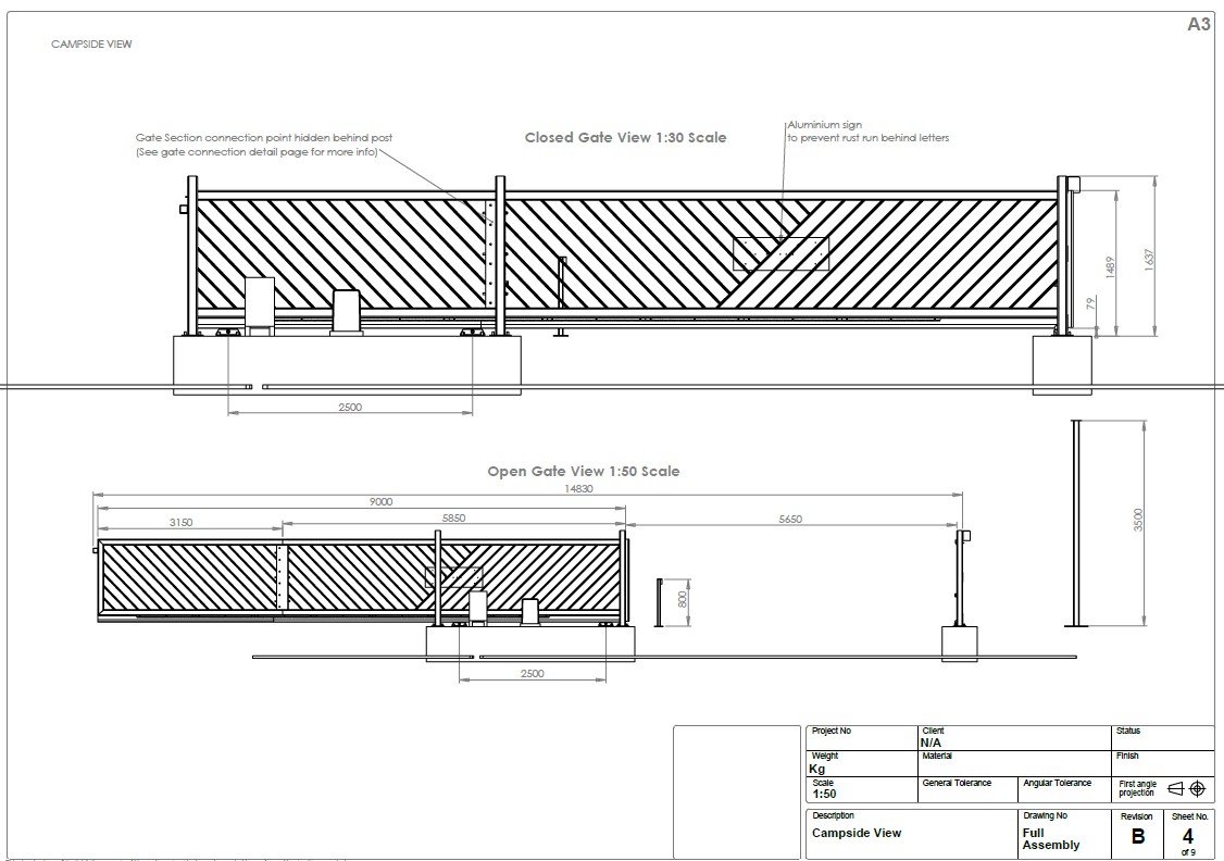 ANPR-activated automatic cantilever gate - CAD drawing 4