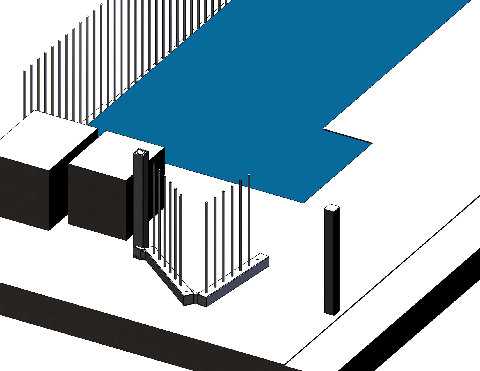 Cantilever bifold gate with hidden security latches - CAD drawing 1