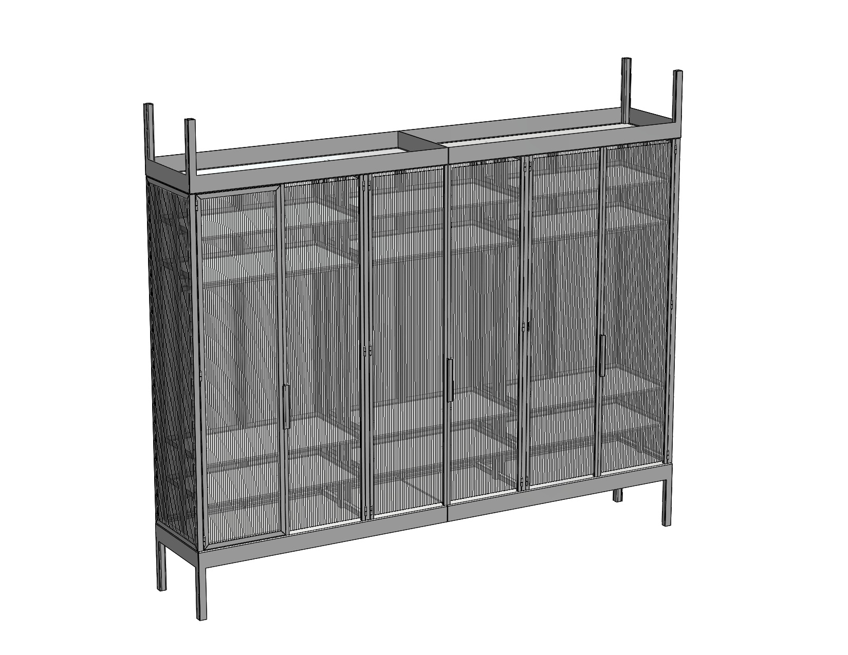 Steel-framed glass wardrobe with integrated lighting - finished photograph 2