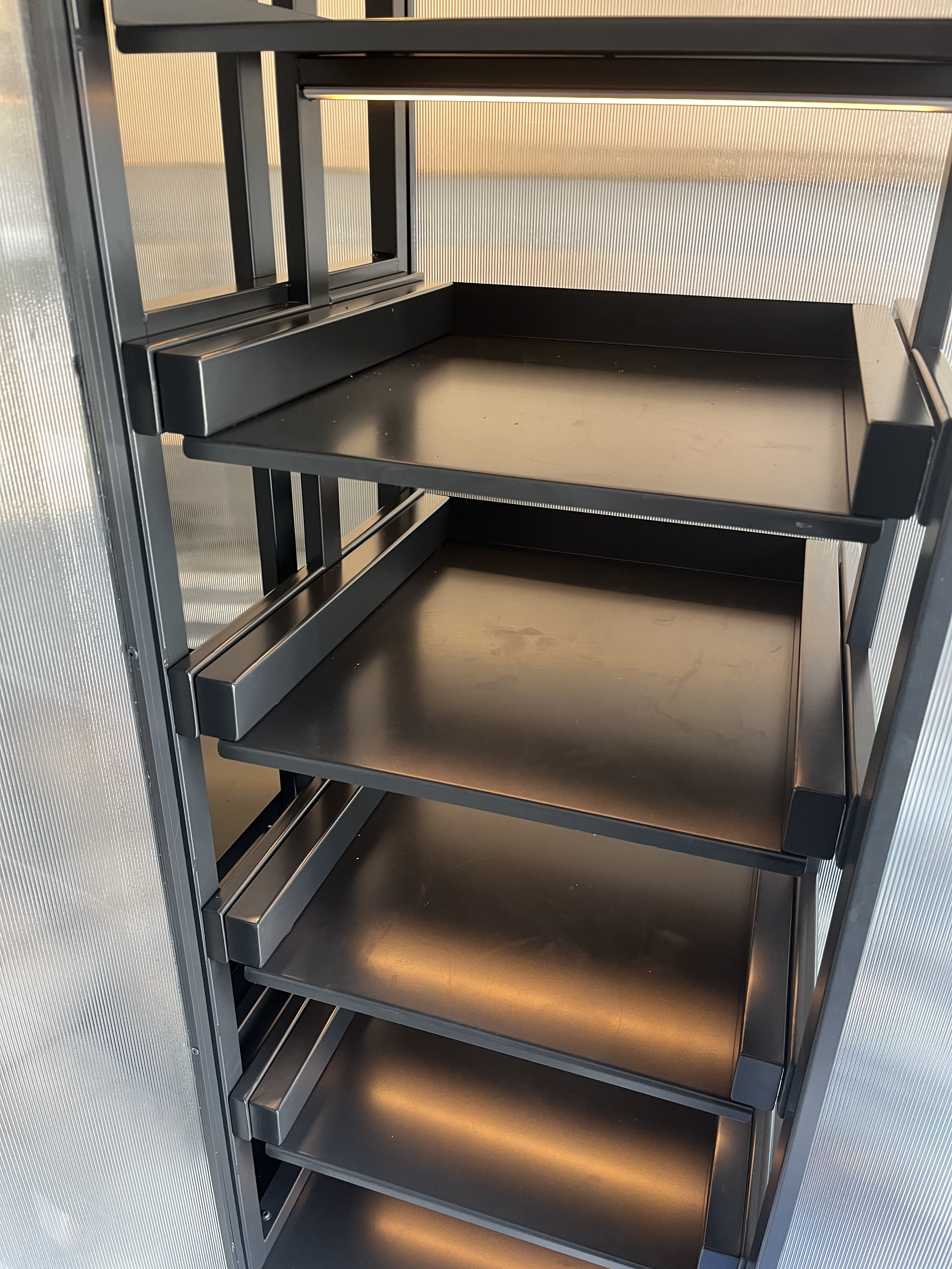 Steel-framed glass wardrobe with integrated lighting - finished photograph 5
