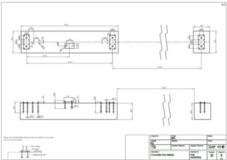 ANPR cantilever gate, concrete pad drawing