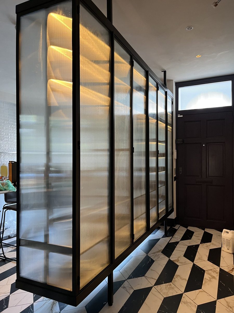 Finished wardrobe with integrated lighting