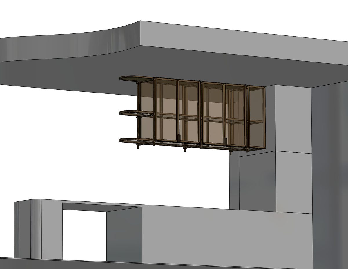 Hanging bar modelled in the room, 3D CAD model