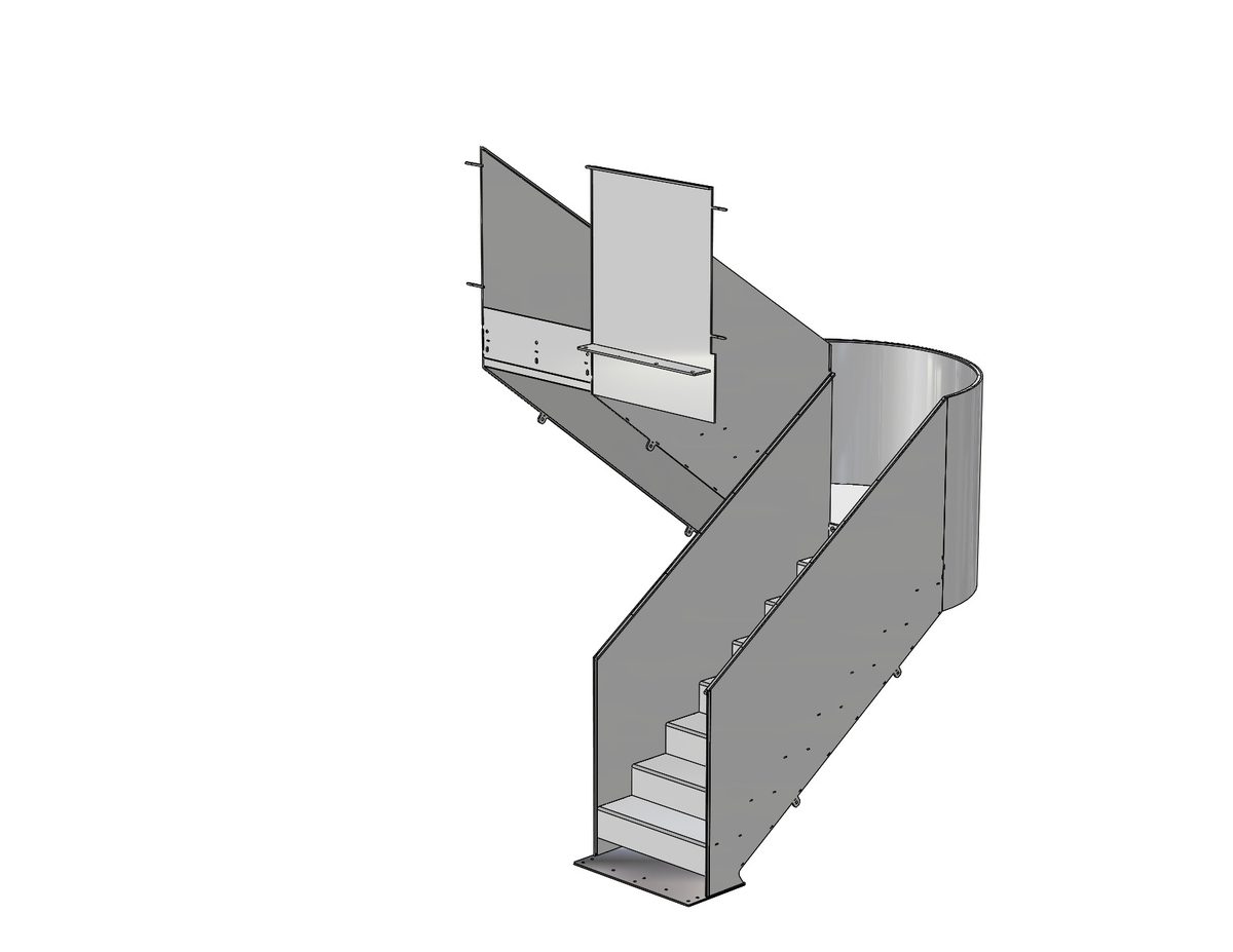 Steel staircase, 3D CAD model