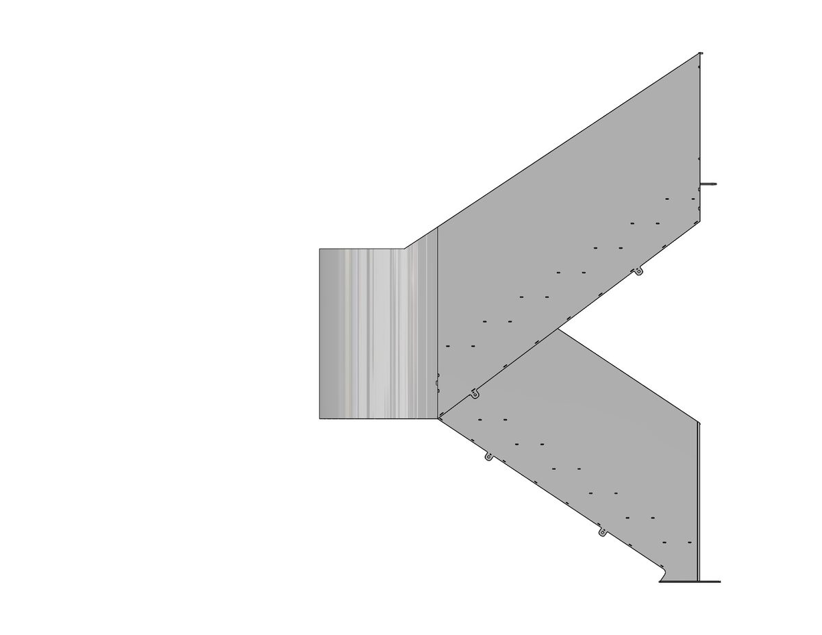 Steel staircase side elevation, 3D CAD model