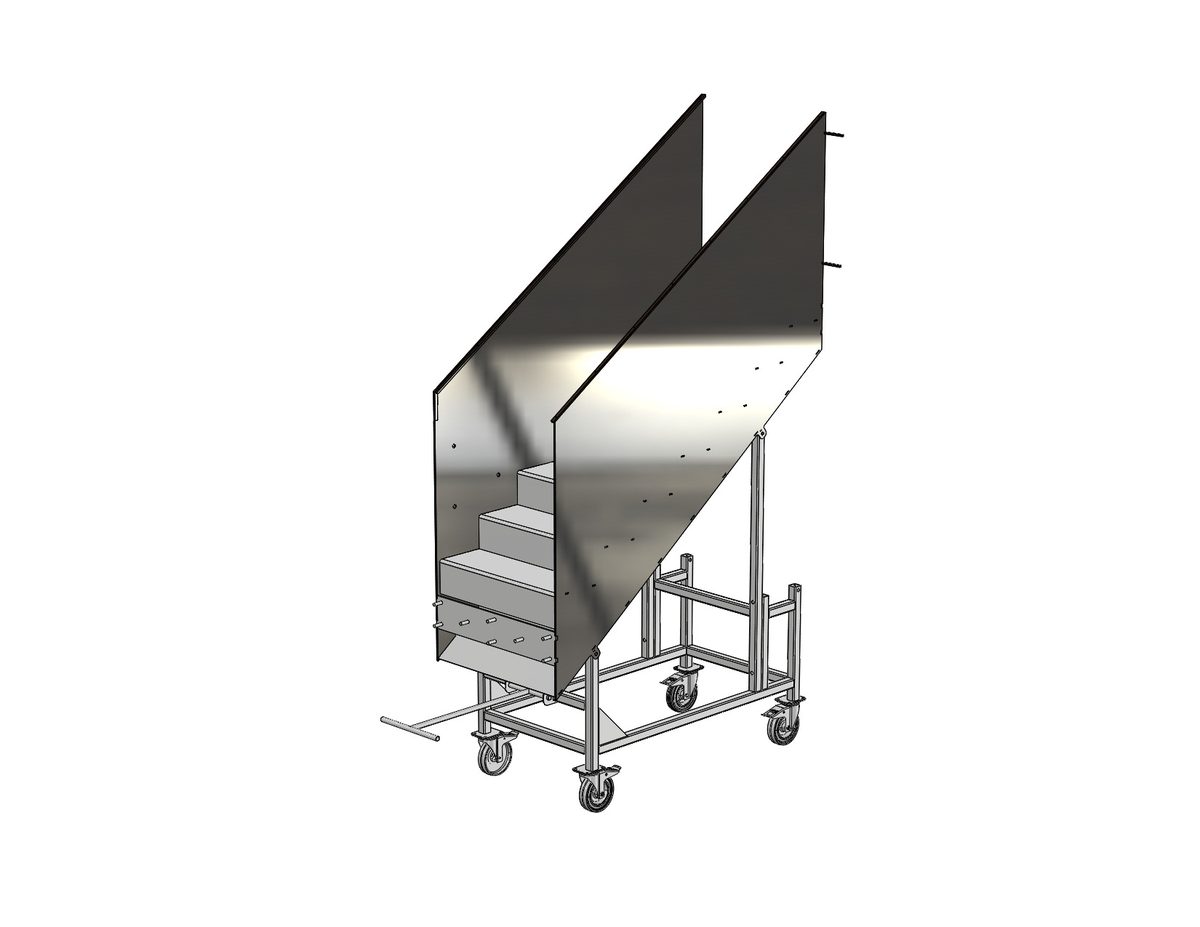 Wheeled stillage carrying a staircase, 3D CAD model